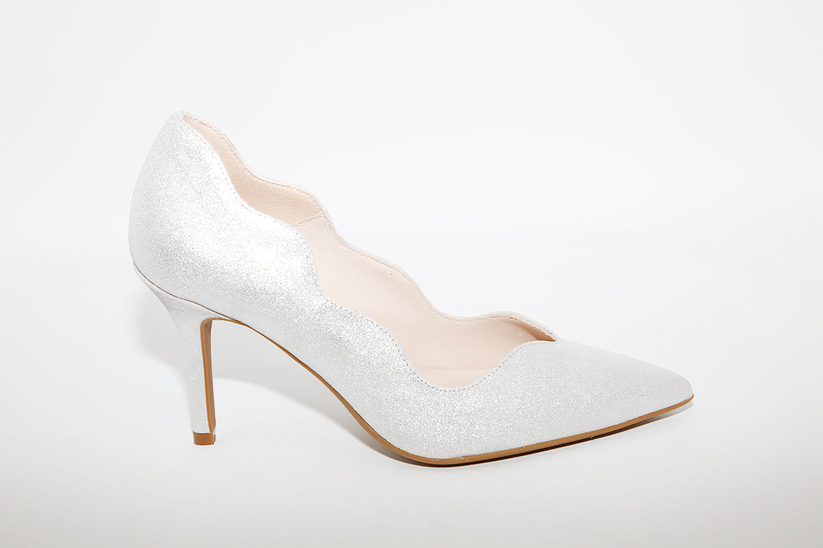 MARIAN - 3113 Silver Scalloped High Heel Court Shoe