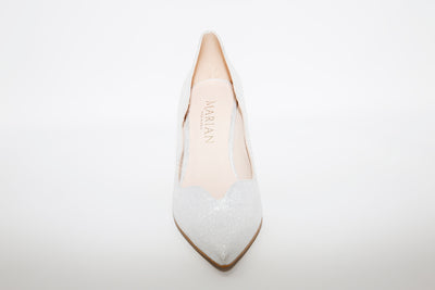 MARIAN - 3113 Silver Scalloped High Heel Court Shoe