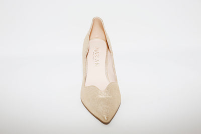 MARIAN - 3113 Gold Scalloped High Heel Court Shoe