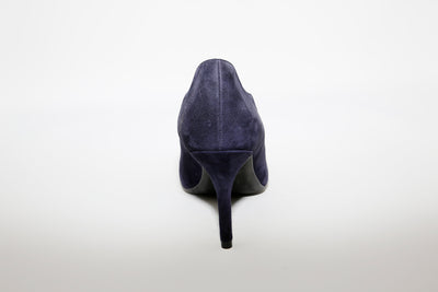 MARIAN - 3113 Navy Suede Scalloped High Heel Court Shoe