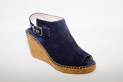 MARIAN - Navy Suede Open Toe Wedge Sandal