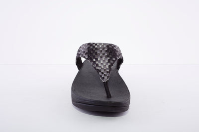 FITFLOP - LULU Silky-Weave Toe-Post Sandals Black