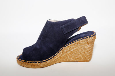 MARIAN - Navy Suede Open Toe Wedge Sandal