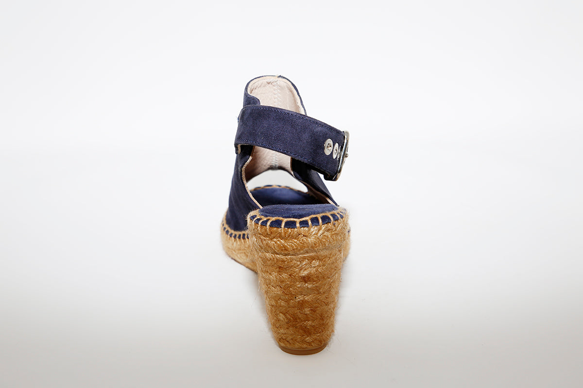 MARIAN - Navy Suede Open Toe Wedge Sandal