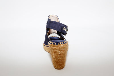 MARIAN - Navy Suede Open Toe Wedge Sandal