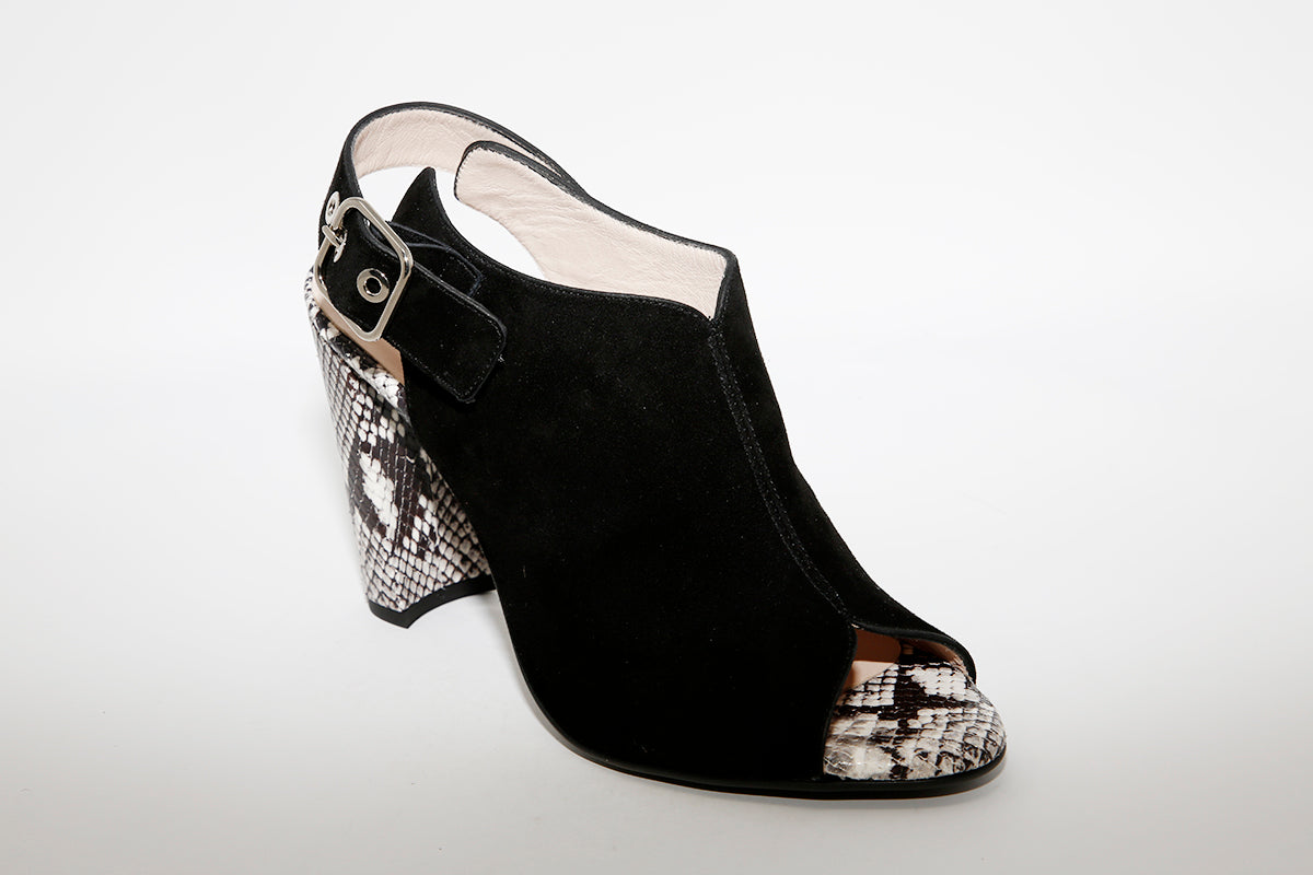 MARIAN - Black Suede Open Toe Heel Sandal