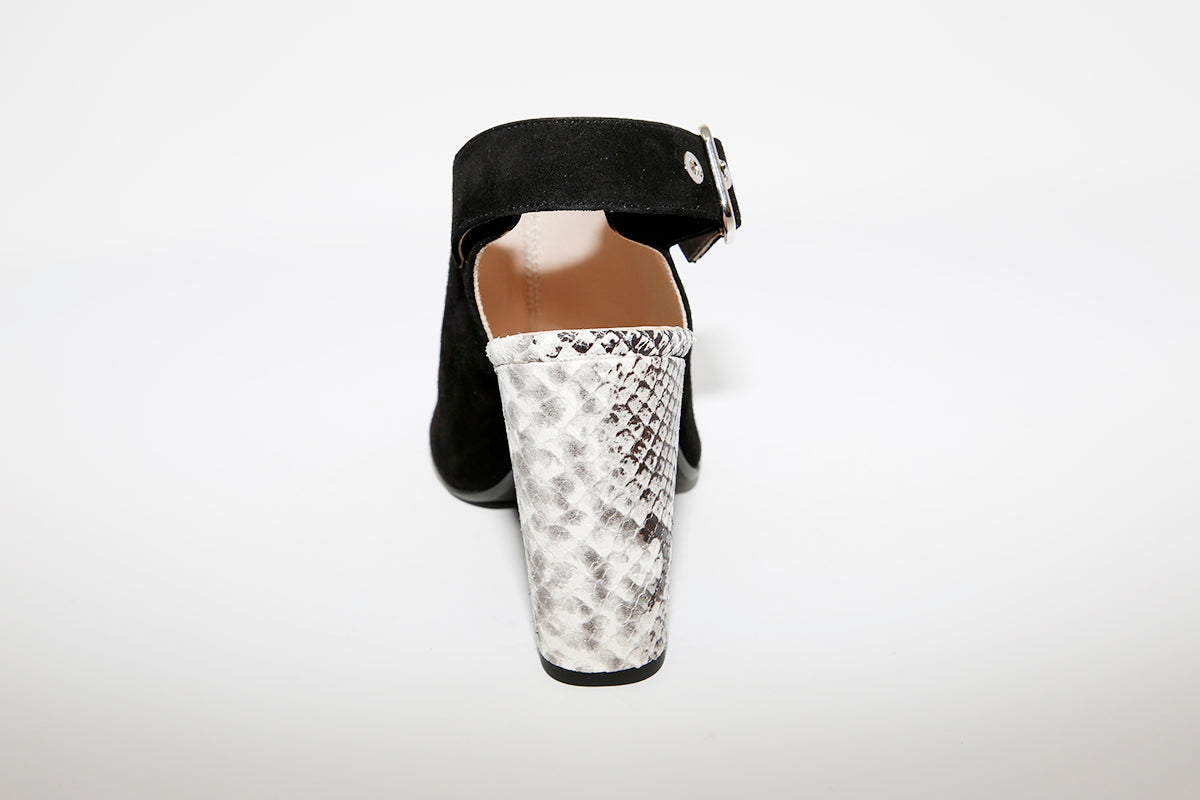 MARIAN - Black Suede Open Toe Heel Sandal