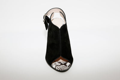 MARIAN - Black Suede Open Toe Heel Sandal