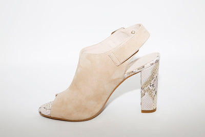 MARIAN - Beige Suede Open Toe Heel Sandal