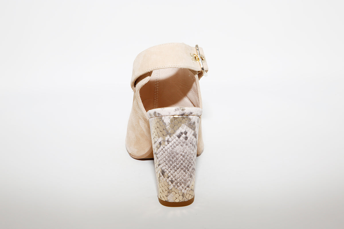 MARIAN - Beige Suede Open Toe Heel Sandal