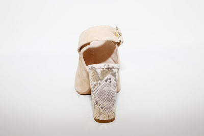 MARIAN - Beige Suede Open Toe Heel Sandal