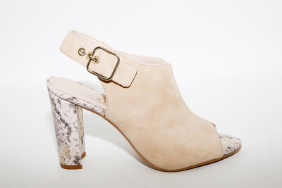 MARIAN - Beige Suede Open Toe Heel Sandal