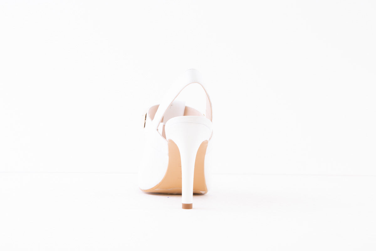 LODI - ROMANO - HIGH HEEL SLING-BACK SHOE WITH GOLD DETAIL - WHITE LEATHER