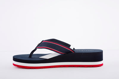 TOMMY HILFIGER - MID WEDGE FLIP-FLOP - NAVY