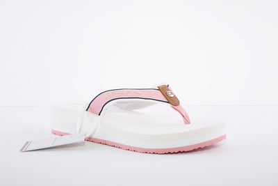 TOMMY HILFIGER - MID WEDGE FLIP-FLOP - PINK/WHITE