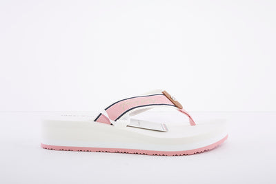 TOMMY HILFIGER - MID WEDGE FLIP-FLOP - PINK/WHITE