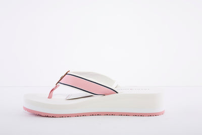 TOMMY HILFIGER - MID WEDGE FLIP-FLOP - PINK/WHITE