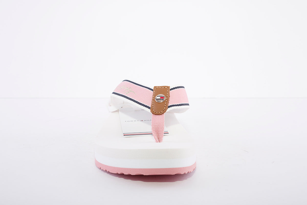 TOMMY HILFIGER - MID WEDGE FLIP-FLOP - PINK/WHITE