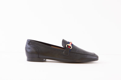 MARIA JAEN - 6003V LOW HEEL SLIP-ON SHOE - BLACK LEATHER