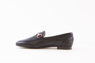 MARIA JAEN - 6003V LOW HEEL SLIP-ON SHOE - BLACK LEATHER