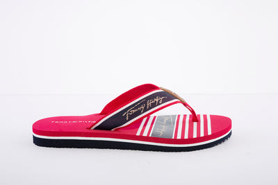 TOMMY HILFIGER - Signature Logo Flip-Flops - Red