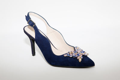 MARIAN - 3110 Navy Suede Sling Back Heel Shoe