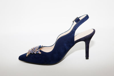 MARIAN - 3110 Navy Suede Sling Back Heel Shoe