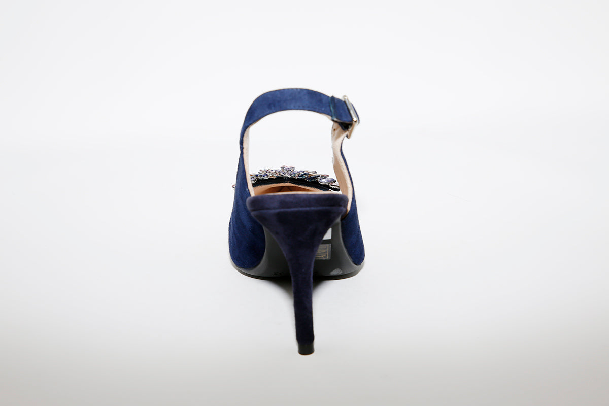 MARIAN - 3110 Navy Suede Sling Back Heel Shoe