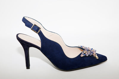 MARIAN - 3110 Navy Suede Sling Back Heel Shoe
