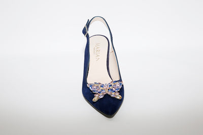 MARIAN - 3110 Navy Suede Sling Back Heel Shoe