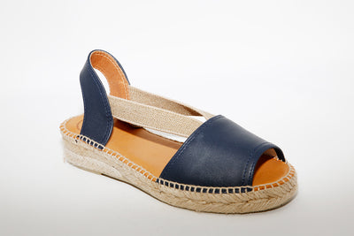 TONI PONS - Navy Leather Flat Sandal ETNA