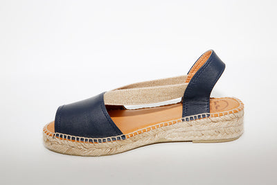 TONI PONS - Navy Leather Flat Sandal ETNA