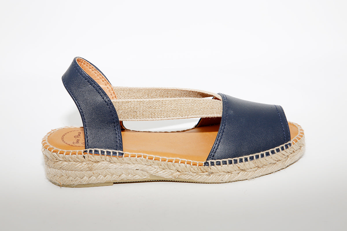 TONI PONS - Navy Leather Flat Sandal ETNA