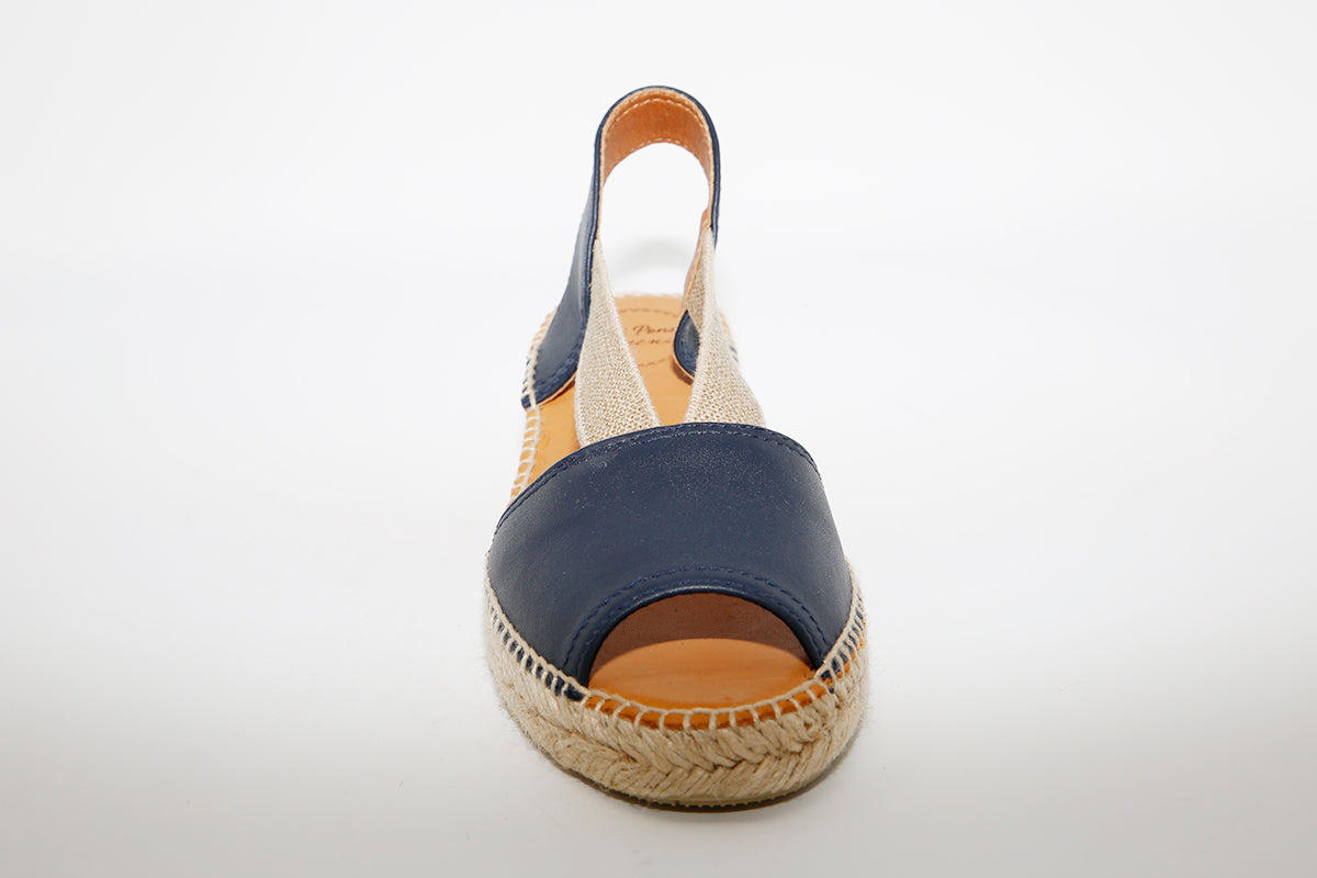 TONI PONS - Navy Leather Flat Sandal ETNA