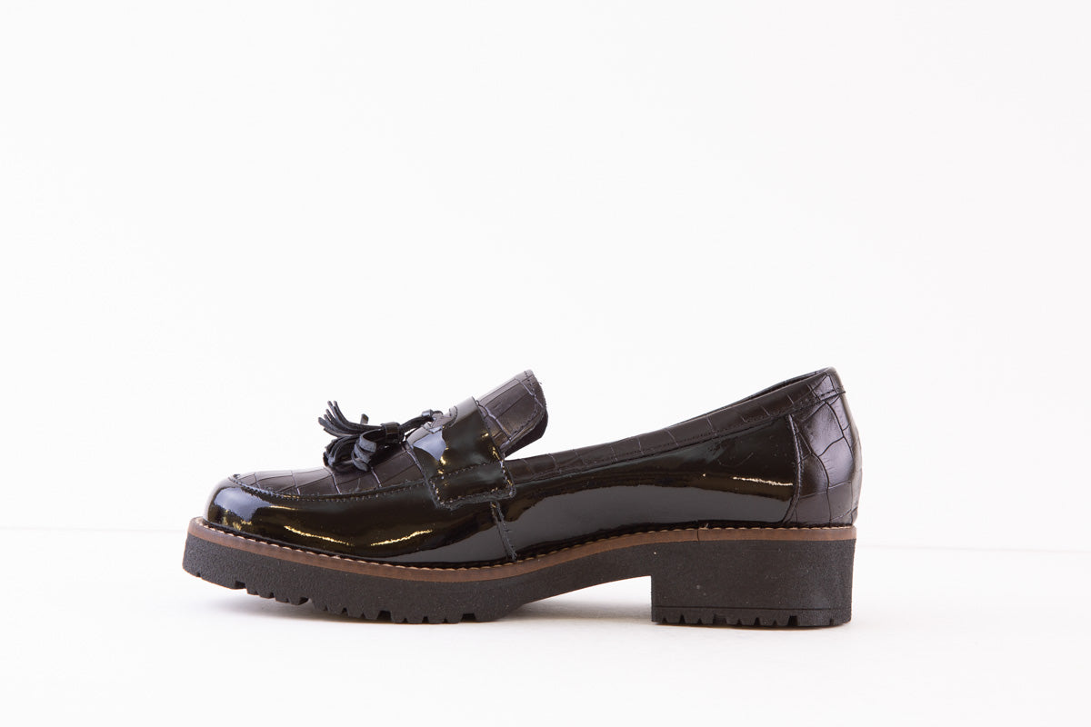 PITILLOS - 1664 CHUNKY FLAT LOAFER WITH TASSEL - BLACK
