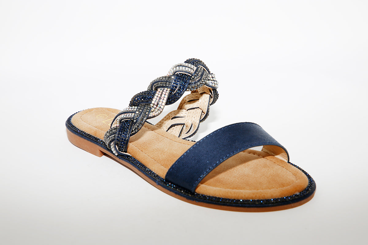 LOTUS - JOSIE FLAT MULE - NAVY