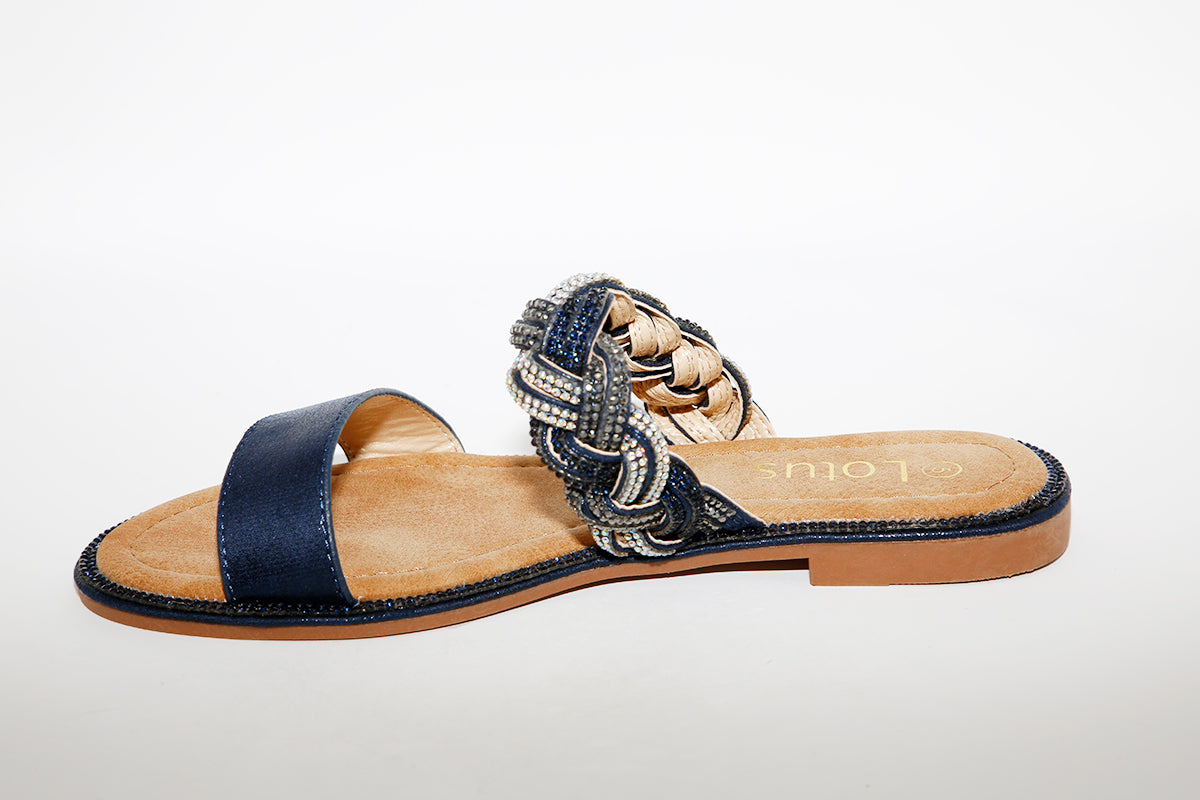 LOTUS - JOSIE FLAT MULE - NAVY