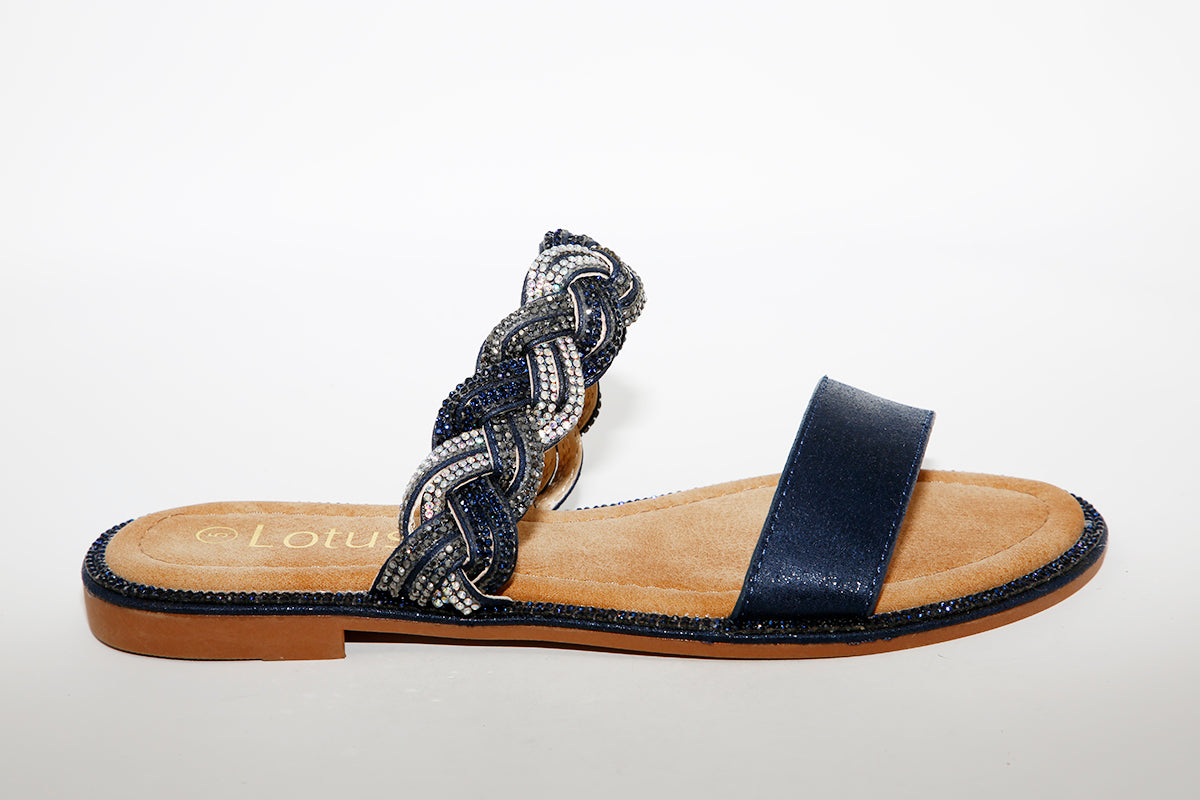 LOTUS - JOSIE FLAT MULE - NAVY