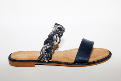 LOTUS - JOSIE FLAT MULE - NAVY