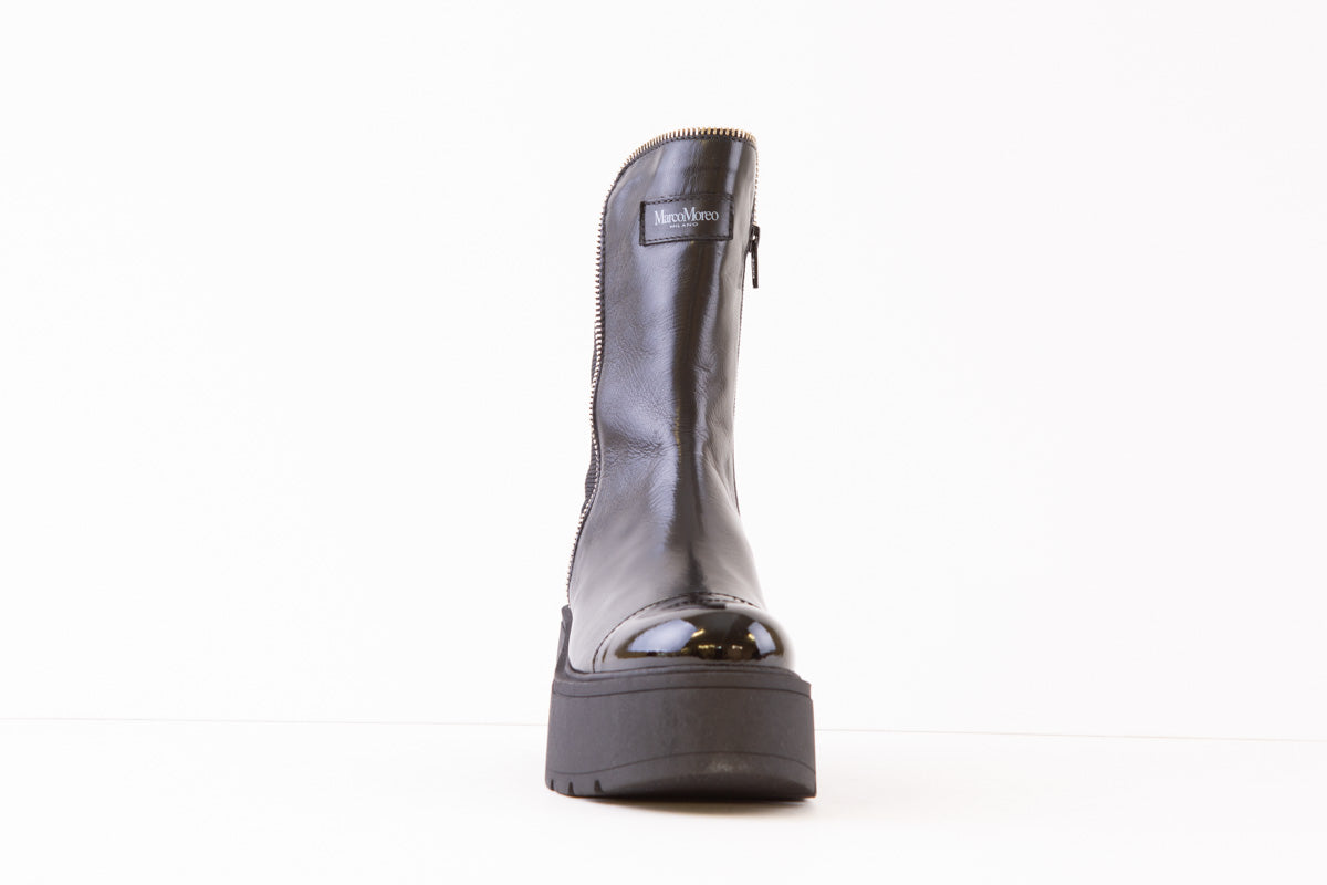 MARCO MOREO - C2211 CJ3 CHUNKY ANKLE BOOT - BLACK LEATHER/PATENT