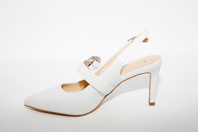 LOTUS - MISHKA HI HEEL SLING-BACK SHOE - SILVER SHIMMER