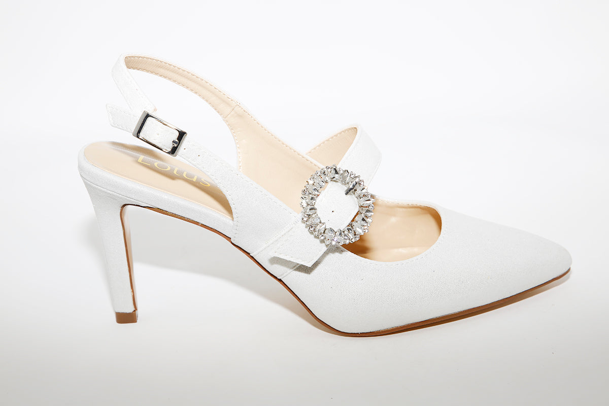 LOTUS - MISHKA HI HEEL SLING-BACK SHOE - SILVER SHIMMER