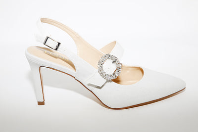 LOTUS - MISHKA HI HEEL SLING-BACK SHOE - SILVER SHIMMER