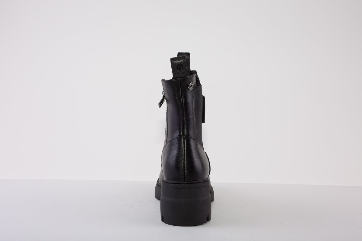 REFRESH 170139 CHUNKY LOW HEEL ZIP ANKLE BOOT - BLACK