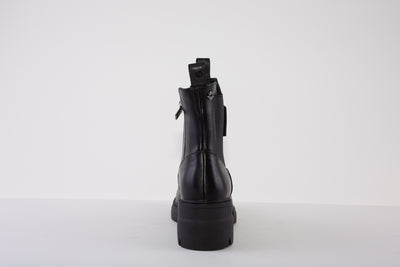 REFRESH 170139 CHUNKY LOW HEEL ZIP ANKLE BOOT - BLACK