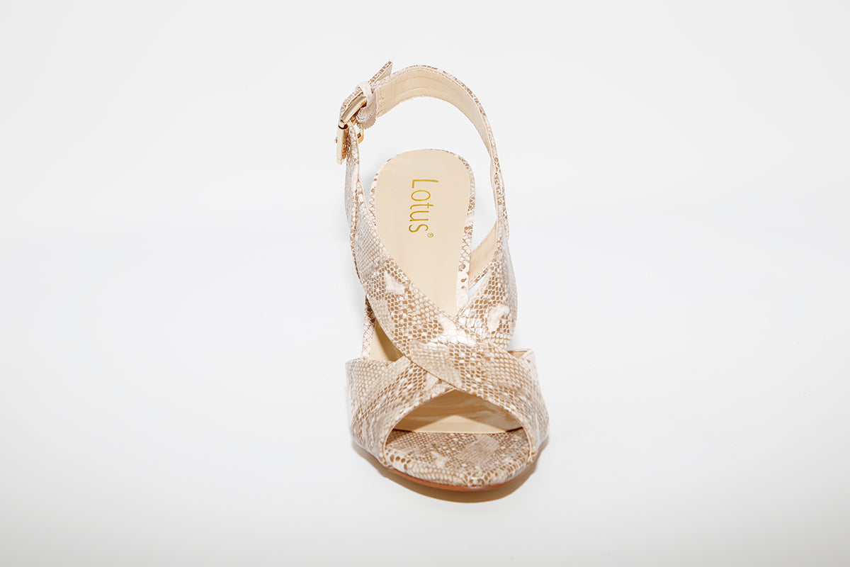 LOTUS - HI HEEL SANDAL PALOMA - BEIGE SNAKE