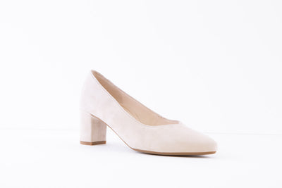 GABOR - 22.152.33 MEDIUM BLOCK HEEL COURT SHOE - BEIGE SUEDE