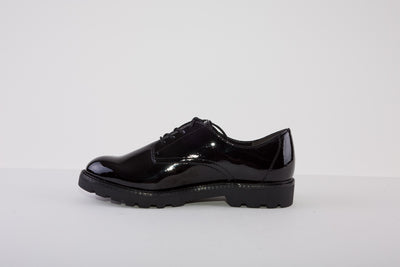 TAMARIS 23605-063 FLAT LACED SHOE - BLACK PATENT CROC