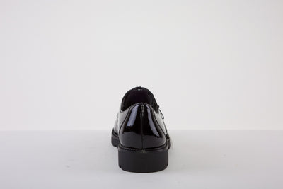 TAMARIS 23605-063 FLAT LACED SHOE - BLACK PATENT CROC