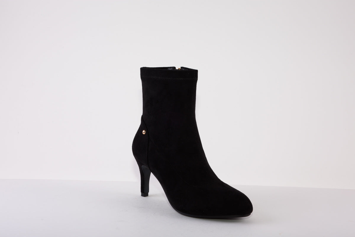 SUSST DEBBIE22 HIGH HEEL ZIP ANKLE BOOT - BLACK SUEDE